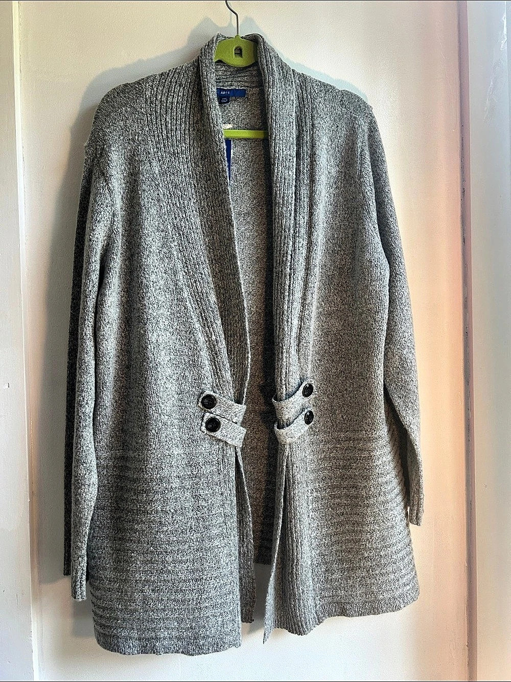 Apt. 9 Open-Front Button Tab Cardigan Gray XL NWT